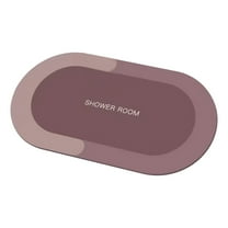 Ikohbadg Rubber Bath Mats Quick-Drying Non-Slip Bathroom Mat Super Absorbent Bath Mat Instant Dry Bath Mat, Bathroom Rug in Front of The Kitchen Sink, Shower Room, Bathtub, Oval, 16 x 24 Inch, Pink