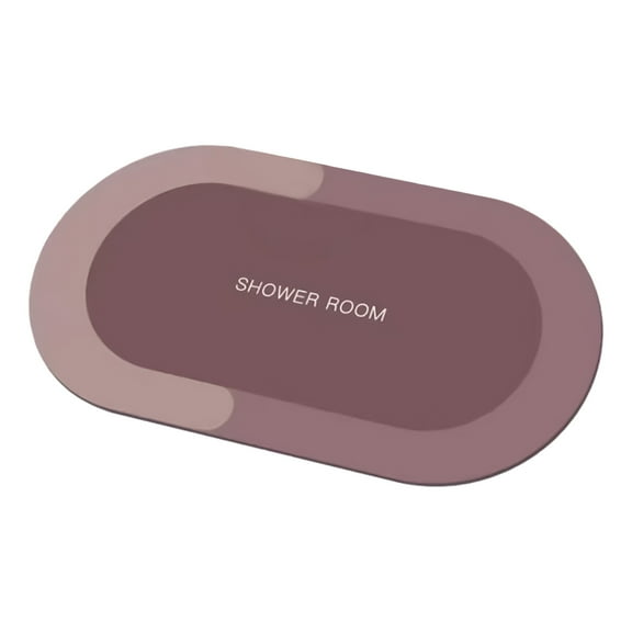 Ikohbadg Rubber Bath Mats Quick-Drying Non-Slip Bathroom Mat Super Absorbent Bath Mat Instant Dry Bath Mat, Bathroom Rug in Front of The Kitchen Sink, Shower Room, Bathtub, Oval, 16 x 24 Inch, Pink