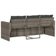 thumbnail image 5 of vidaXL Patio Sofa with Cushions 3-Seater Modular Couch Outdoor Seat Poly Rattan, 5 of 8