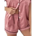 thumbnail image 4 of FASHIONWT Women Two Piece PJ Sets Stain Silk Short Sleeve Sleep Shorts Pajama Set, 4 of 4