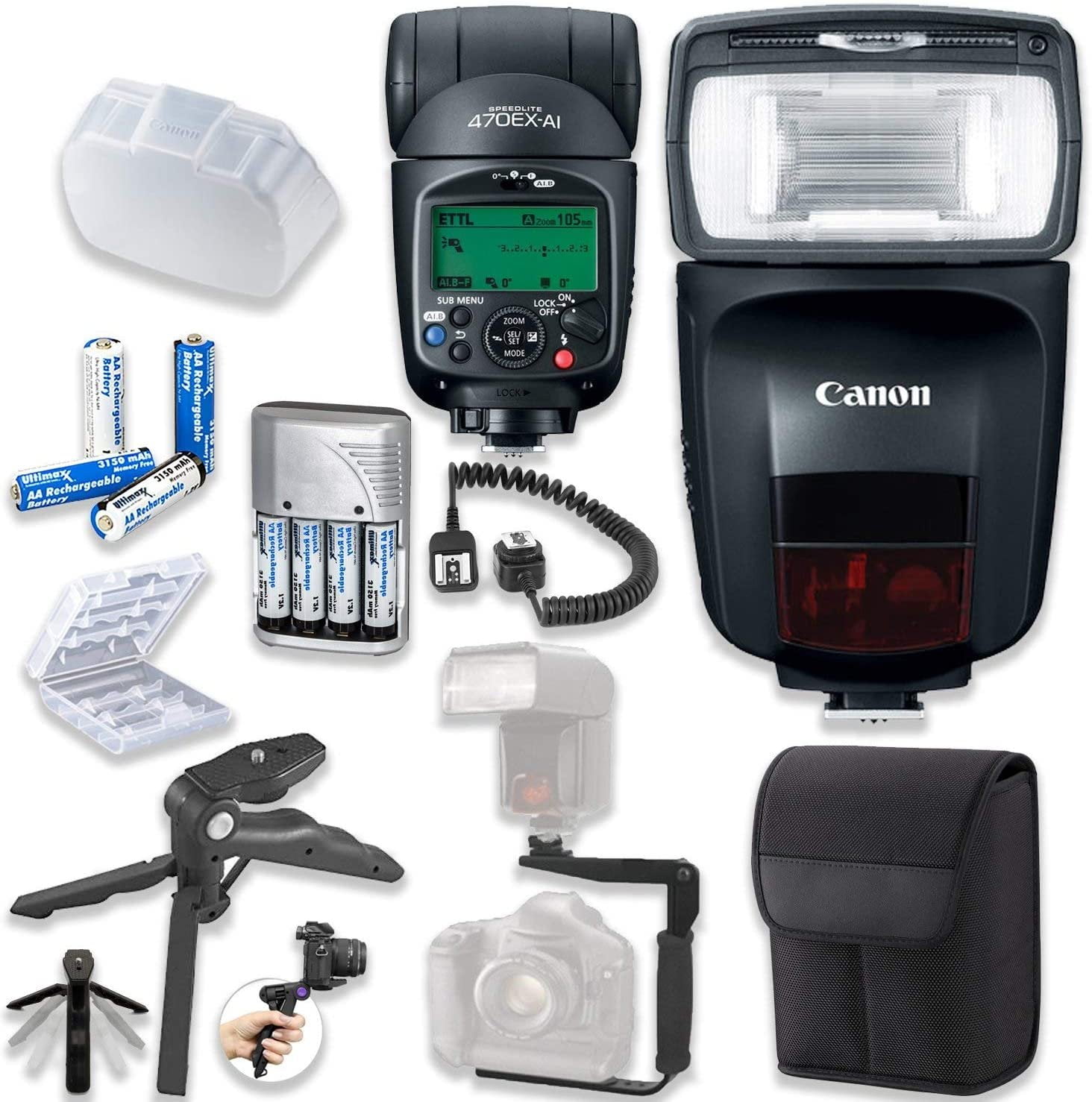 Canon Speedlite 470EXAI Flash with Canon Speedlite Case + TTL Cord