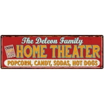 The DELEON Family Home Theater Sign Gift 6x18 Metal Movies Decor 106180100460