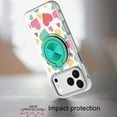 thumbnail image 3 of For iPhone 17 Pro Max Metal Diamond CD Pattern Design Matte Finished Hybrid with Rotational Ring [Car Mount Friendly] Case - Pastel Hearts, 3 of 4