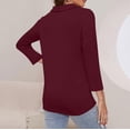 thumbnail image 6 of Lumtrix Women'S V Neck 3/4 Sleeve Tops Quarter Zip Collared Shirts Summer Tees Dressy Casual Top Wine 3XL, 6 of 7