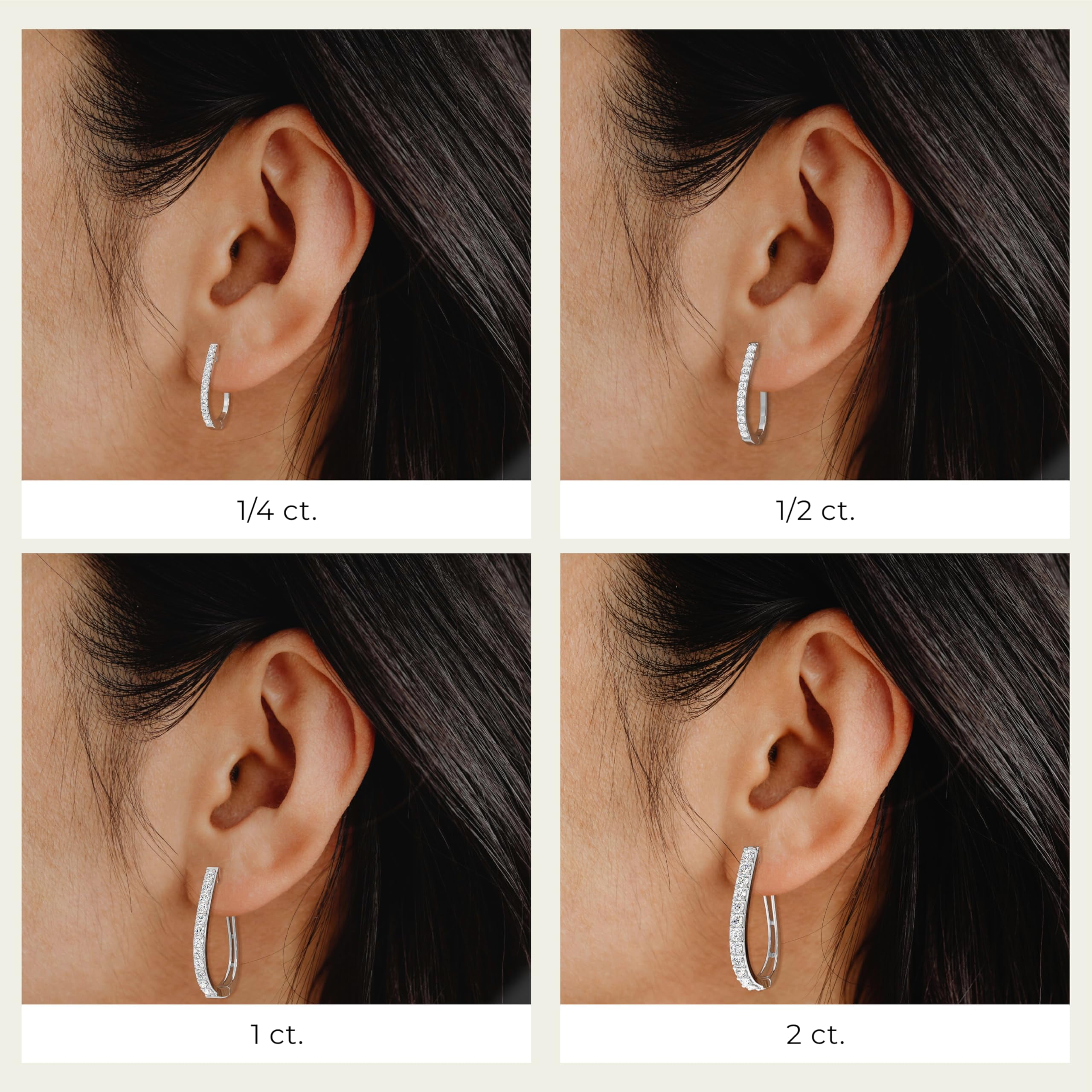 Gilded 1/4 Carat Total Weight Lab-Grown Diamond U-Shaped Hoop Earrings for Women in 925 Sterling Silver | Hypoallergenic Fine Jewelry | Latch Back Closure | SI1 Clarity, F Color