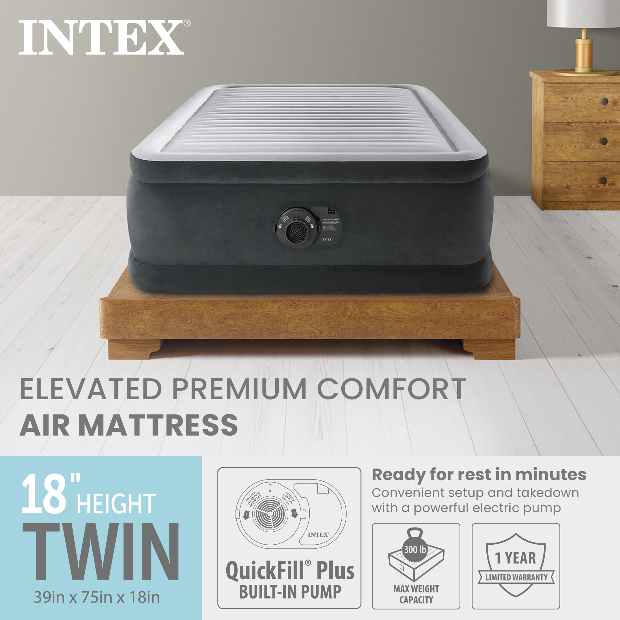 Intex - Dura-Beam Plus Series Elevated Airbed With IP, Twin