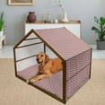 thumbnail image 2 of Abstract Pet House, Hypnotizing Vintage Zigzag Chevron Wave Seem Retro Border Like Image, Outdoor & Indoor Portable Dog Kennel with Pillow and Cover, 5 Sizes, Vermilion White, by Ambesonne, 2 of 4