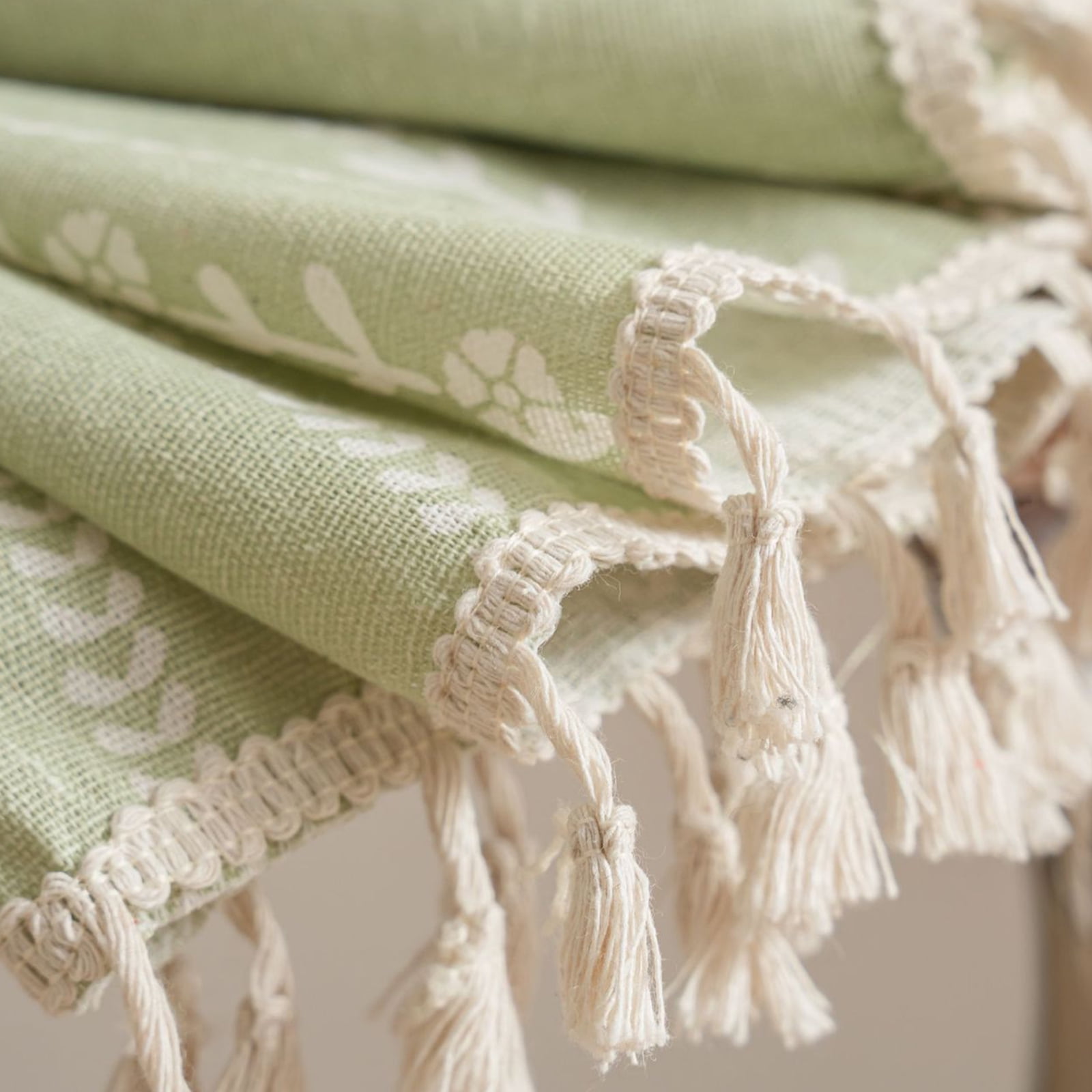 PixelForge Linen Curtains Floral Patterned Window Curtains, 84 Inch Length, Farmhouse Style, Semi-Blackout Light Filtering,1 Panel for Living Room,Green