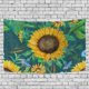 thumbnail image 1 of ABPHQTO Tapiz de acuarela con girasoles y hojas verdes, decoración para colgar en la pared, decoración del hogar, sala de estar, dormitorio, 100x150 cm, 1 of 4