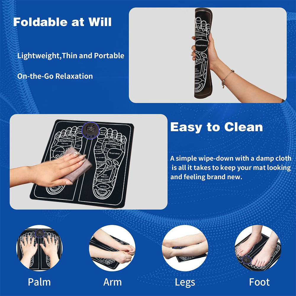 EMS Foot Massager TENS for Muscle Relaxation,LCD Display Screen,Back Massager & Legs Massager Pad with Remote Control