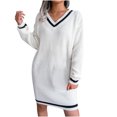 thumbnail image 2 of Gspmoly Robes d'Été pour Femmes 2025, Mode Femme Décontractée Ample Couleur Unie Robe en Tricot à Col en V Robe de Cocktail Soldes d'Été Liquidation, 2 of 6