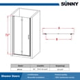 thumbnail image 5 of Sunny Shower 36" W x 72" H Bi-Fold Hinged Frameless Shower Doors in Chrome Finish, 5 of 7