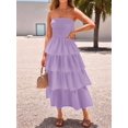 thumbnail image 4 of Women'S Summer Boho Strapless Maxi Dress Casual Sleeveless Off Shoulder Beach Long Sundress Violet L, 4 of 9