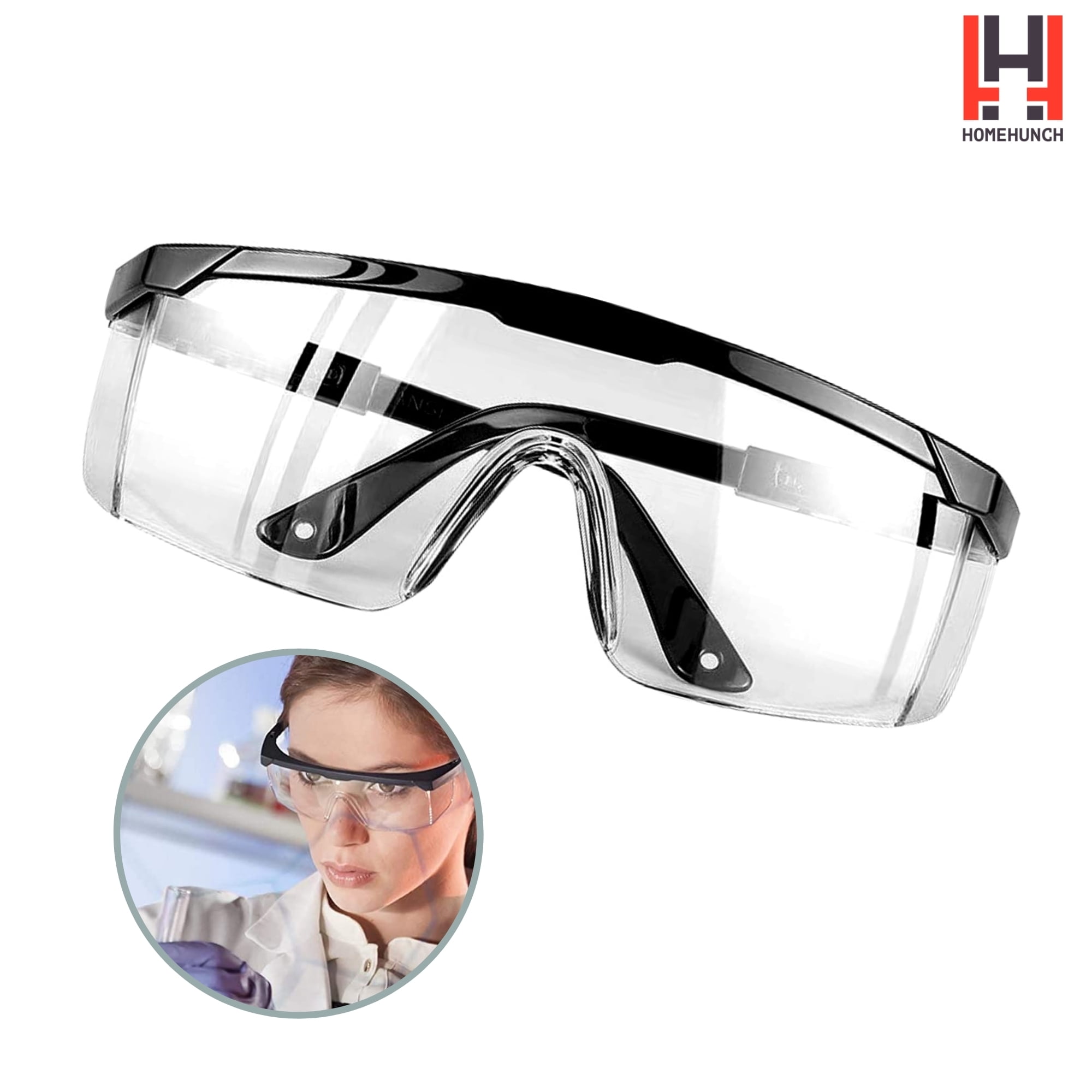 SAFEYEAR Safety Goggles Over Glasses Neck Cord Anti-fog Clear Lens Universal Fit 