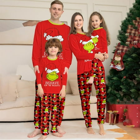 

Grinch Christmas Pajamas Family Christmas Pjs Matching Sets Women Men Xmas Grinch Matching Pajamas for Adults Kids Holiday Xmas Grinch Sleepwear Set Baby 6 Months