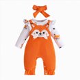 thumbnail image 5 of TOWED22 Baby Girl Clothes Romper Ruffled Long Sleeve Love Fall Winter Outfits with Bow Headband 0-18 Months,Orange,0-3 M, 5 of 6