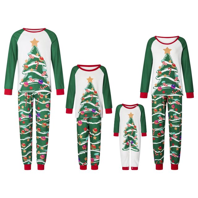 Christmas Family Pajamas Set Reindeer Pattern Tops And Pants