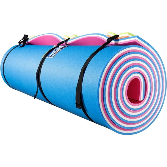 Pink-White-Blue LargeFloating Water Mat, 18'*6'/9'*6', Swimming Island,Aqua Pad,Used in Lake,Pool,on Beach,for Relax, Vacation,Water Activities,Sports,Recreations,Parties,with Mooring Device,Rolled Pa