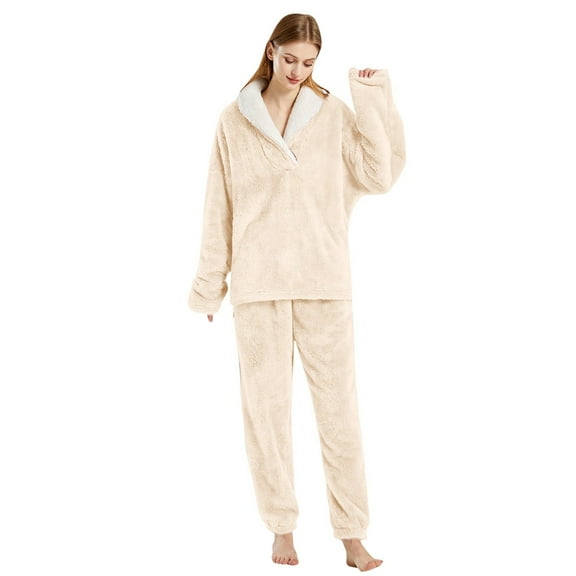 Lixiuxyad Plaid Pajama Women Comfortable Flannel Pajamas Long Sleeve Plus Size Loose Fit EU Sizes Homewear Set Can Be Worn Outside