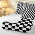 thumbnail image 4 of Manfei Vintage Grid Twin Quilt Set,Modern Checkered Twin Coverlet Set,Black White,2 Pieces,1 Bedspread and 1 Pillowcase, 4 of 7