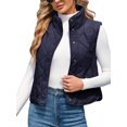 thumbnail image 3 of Women Cropped Lightweight Jacket Sleeveless Button Down Puffer Vest, 3 of 6