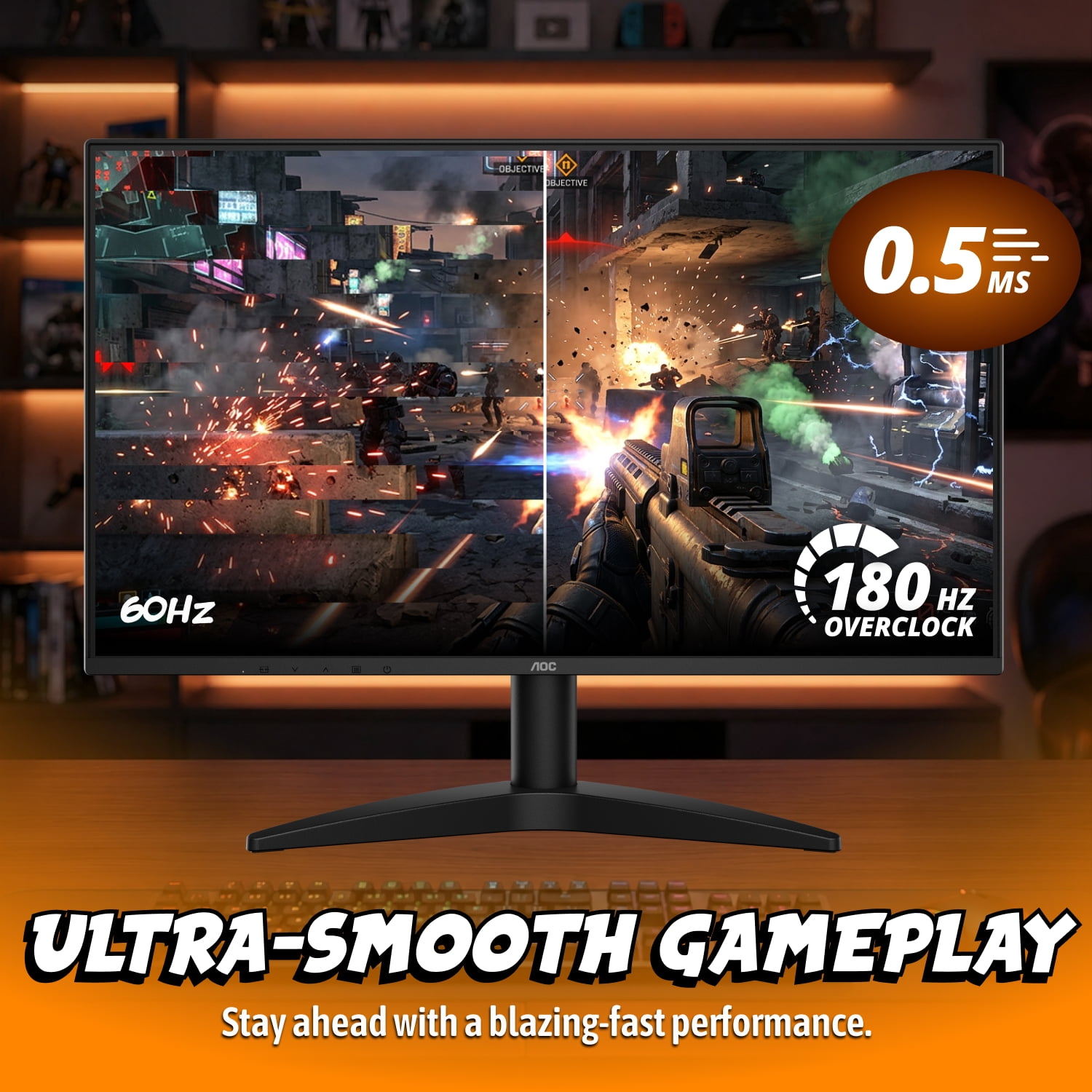 AOC G27MC36N 27" Gaming Monitor FHD 180Hz Monitor HDMI & DP Port - BLACK