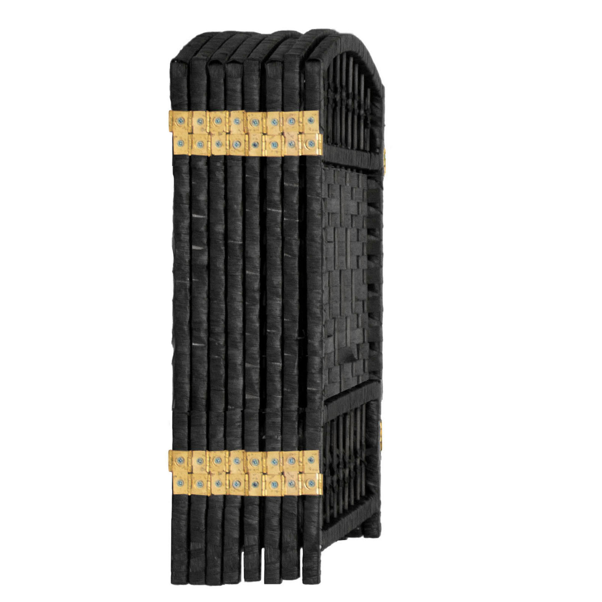 Red Lantern 2 ft. Short Fiber Weave Folding Screen - Black - 8 Panels
