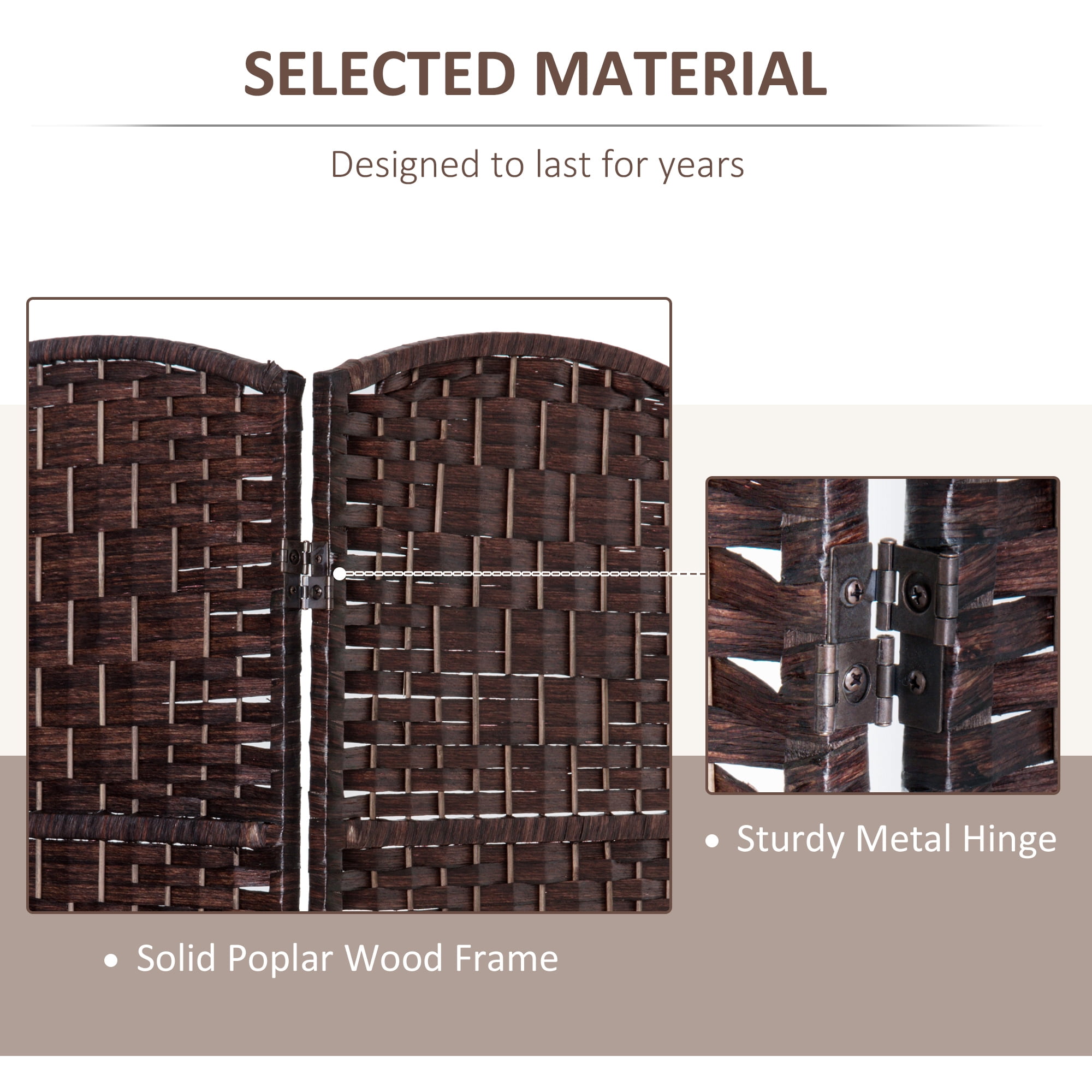 Privacy Screen 6' Tall Wicker Weave 3 Panel Room Divider Privacy Screen - Brown,Partition Screen