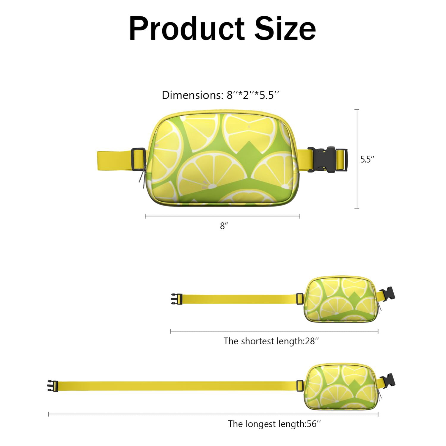 Sunny Lemons Fanny Pack – Retro-Inspired Fruit Belt Bag with Cute Vintage Lemon Pattern