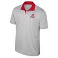 thumbnail image 2 of Men's Colosseum Gray Ohio State Buckeyes Big & Tall Tuck Striped Polo, 2 of 3