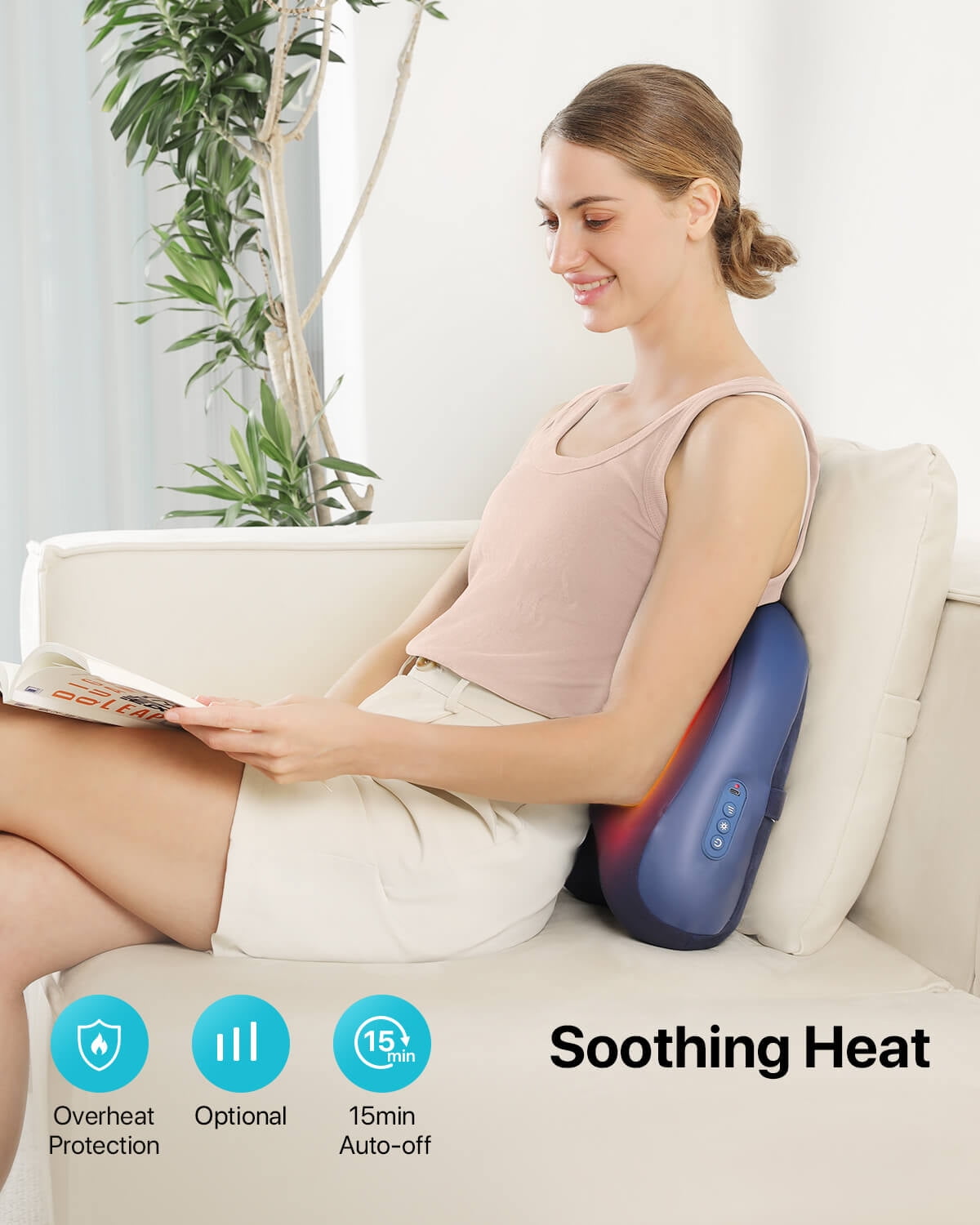 ALLJOY Cordless Back Massager with Heat, Shiatsu Neck and Back Massager for Deep Tissue, 3D Kneading Massage Pillow for Neck, Back, and Shoulders, Gifts for Men Women