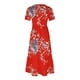 thumbnail image 4 of Puntoco Vestido De Mujer Con Cuello Redondo Y Manga Corta A Media Pantorrilla Con Bolsillos Dobles Y Estampado Floral Vestido De Manga Corta Con Cuello Redondo Rojo S,Regalos Para Mujer Joven, 4 of 4