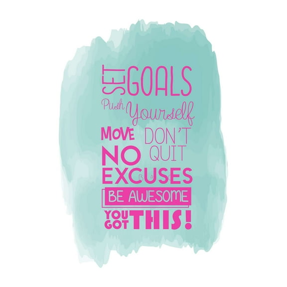 Set Goals Push Yourself Be Awesome You Got This Motivating Quote Decal Wall Art Sticker Designs Vinyl Stickers For Home House Walls Rooms Windows Bedroom Decoration Size (20x20 inch)