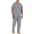 thumbnail image 3 of Fruit of the Loom mens Broadcloth Short Sleeve Top and Long Pants Pajama Set, 3 of 5