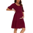 thumbnail image 3 of Women's Maternity Dress Ruffle Short Sleeve Pregnancy Clothes Summer, 3 of 5