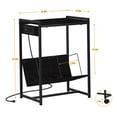 thumbnail image 2 of 2 Tier Record Player Stand End Table Vinyl Storage with Charging Station Wheels, 2 of 5