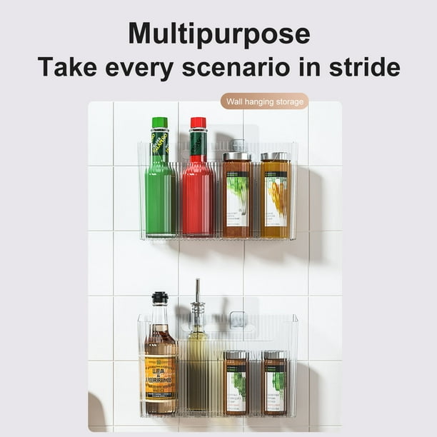 Organiseur Mural Adhésif Sans Perçage - 20x12x8,5 Cm - Pour Porte D'armoire, Mur - Idéal Cuisine, Salle De Bain