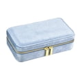 thumbnail image 1 of Joyero de terciopelo, mini joyero, soporte para pendientes, hermoso organizador de anillos, caja de almacenamiento para collares, colgantes, broches Azul, 1 of 8