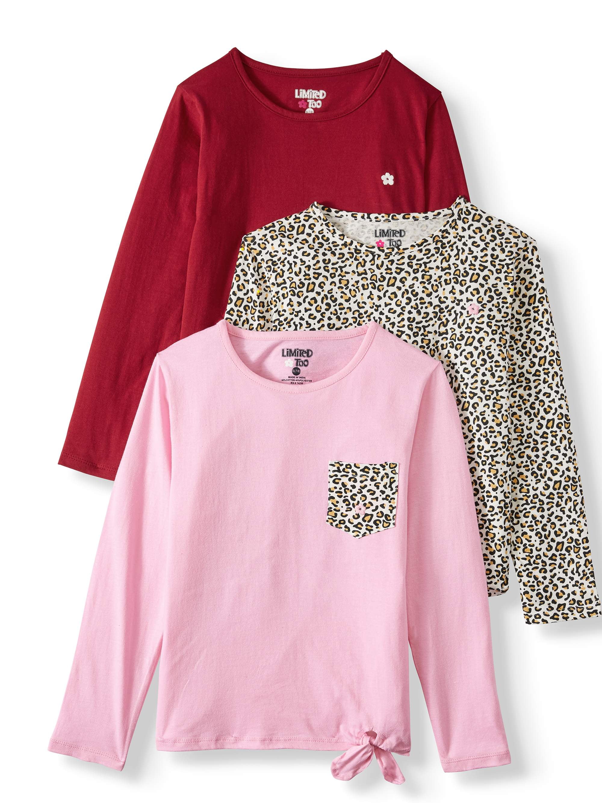 Limited Too Cheetah Print, TieFront & Solid Long Sleeve TShirts, 3