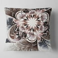 thumbnail image 2 of Designart Glittering Light Blue Fractal Flower - Floral Throw Pillow - 16x16, 2 of 5