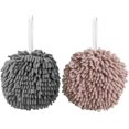 thumbnail image 1 of Ivymei Microfiber Chenille Hand Towels, 2 Pack, Soft Absorbent Kitchen Bathroom Towels with Loop, Grey Pink, 1 of 7