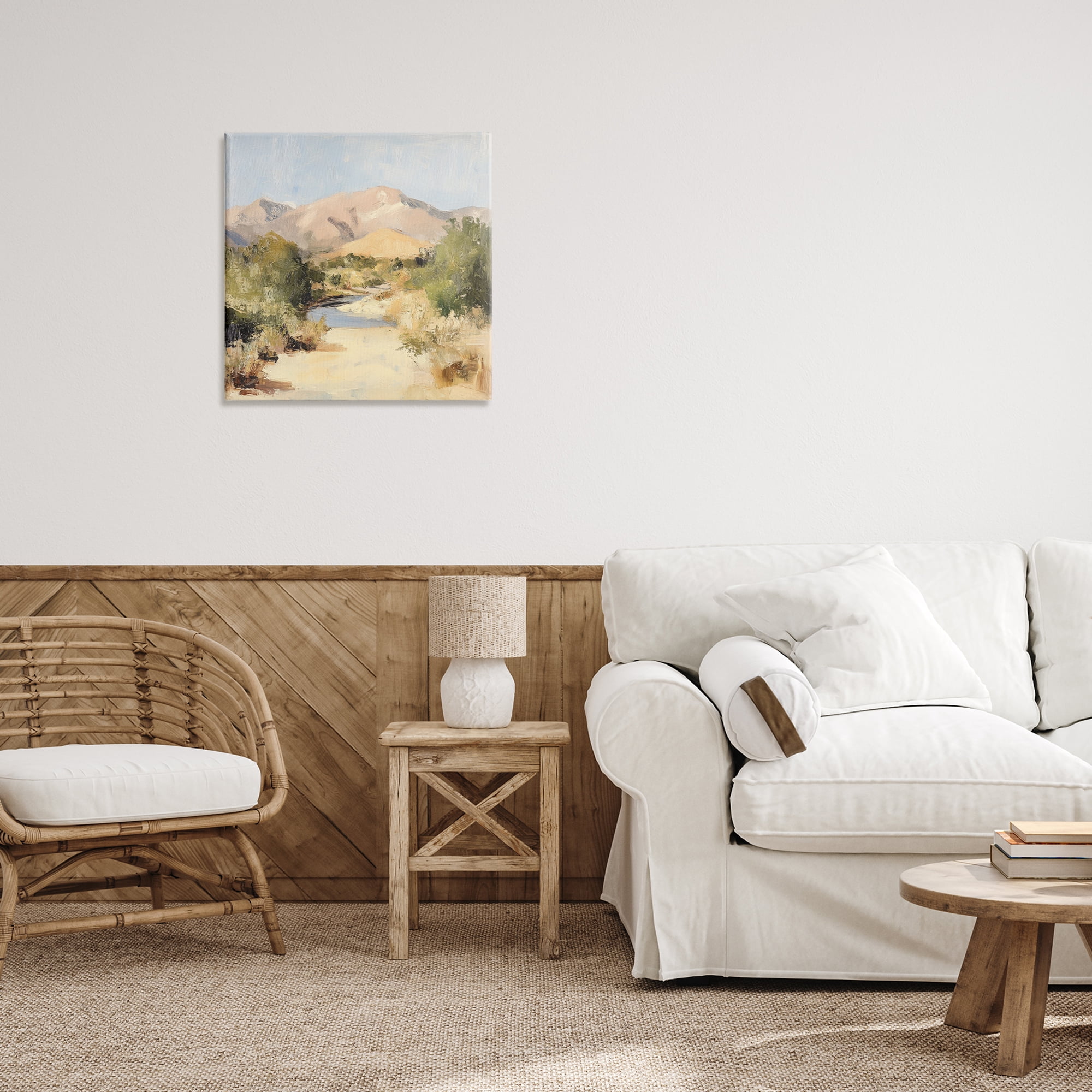 Stupell Industries Beige Desert Mountain Stream Canvas Wall Art, design by Petal Prints Design