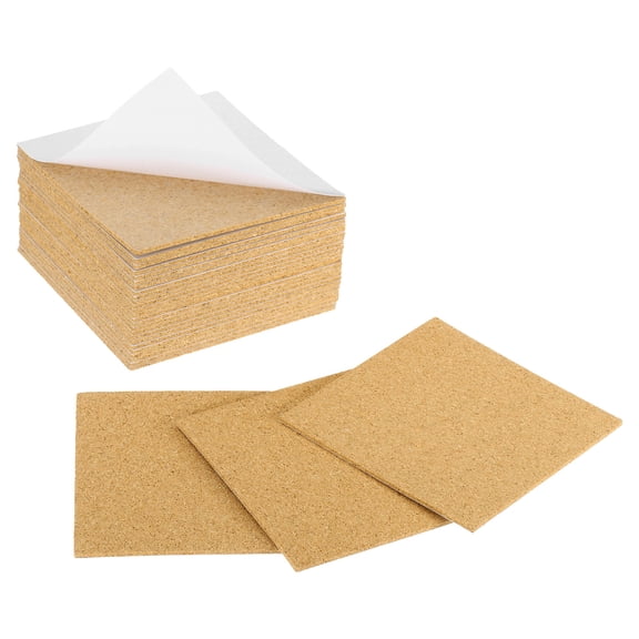 28Pack Self Adhesive Cork for Coaster, 100mm/3.94inch Square Cork Tiles(2mm Thick)
