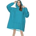 thumbnail image 4 of Turquoisegreen Print Oversized Blanket Hoodie, Wearable Blanket Adult For Women Men And Teenager, Super Soft Warm Flannel Fluffy Hooded Blankets Sweatshirt With Big Pocket, 4 of 8