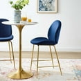 thumbnail image 2 of Contemporary Modern Urban Designer Bar Pub and Dining Kitchen Counter Stool Chair, Velvet Fabric Metal Steel, Navy Blue, 2 of 6