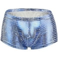 thumbnail image 2 of Jinhomg Mens Fashion Boxers Lightweight Comfy Snakeskin Leather Boxer Briefs Casual Solid Underpants Clubwear Costumes Sales Today Clearance Blue M, 2 of 3