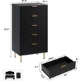 thumbnail image 2 of EastVita Fluted 5 Drawer Storage Dresser - Tall Modern Chest with Ample Deep Drawers and Wide Top - Wooden Organizer for Living Room/Hallway/Kids Room - Black, 2 of 8