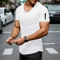 thumbnail image 2 of Men's Casual V Necks Short Sleeve T-Shirt Trendy Solid Design Lightweight Summer Top for Daily Wear, 2 of 5