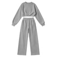 thumbnail image 4 of KTFgvq Sweatsuits Women 2 Piece Outfit, Cropped Crew Neck Long Sleeve Top, Matching Wide Leg Pants with Elastic Waist, Casual Fall Set, XL, 4 of 6