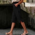 thumbnail image 2 of Womens Trousers Wide Leg Elasticated Waist Cropped Pants Stright Leg Cropped Trouser With Pocksts Casual Loose Bottoms for Holiday Summer Trousers for Women UK, 2 of 6